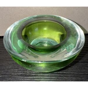 Crate & Barrel Glass Green Tea Lights Candle Votive Holder